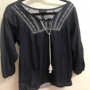 Navy blue boho blouse